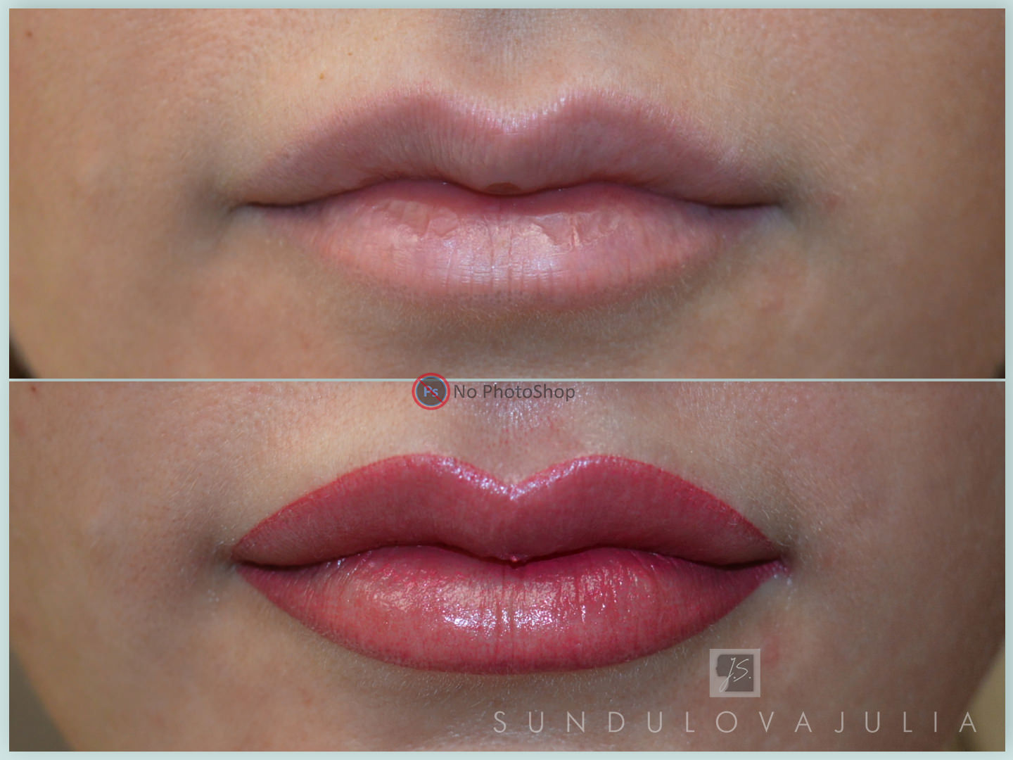 Перманентный макияж губ от Юлии Сундуловой. Губы сразу после процедуры|Long-Time-Liner