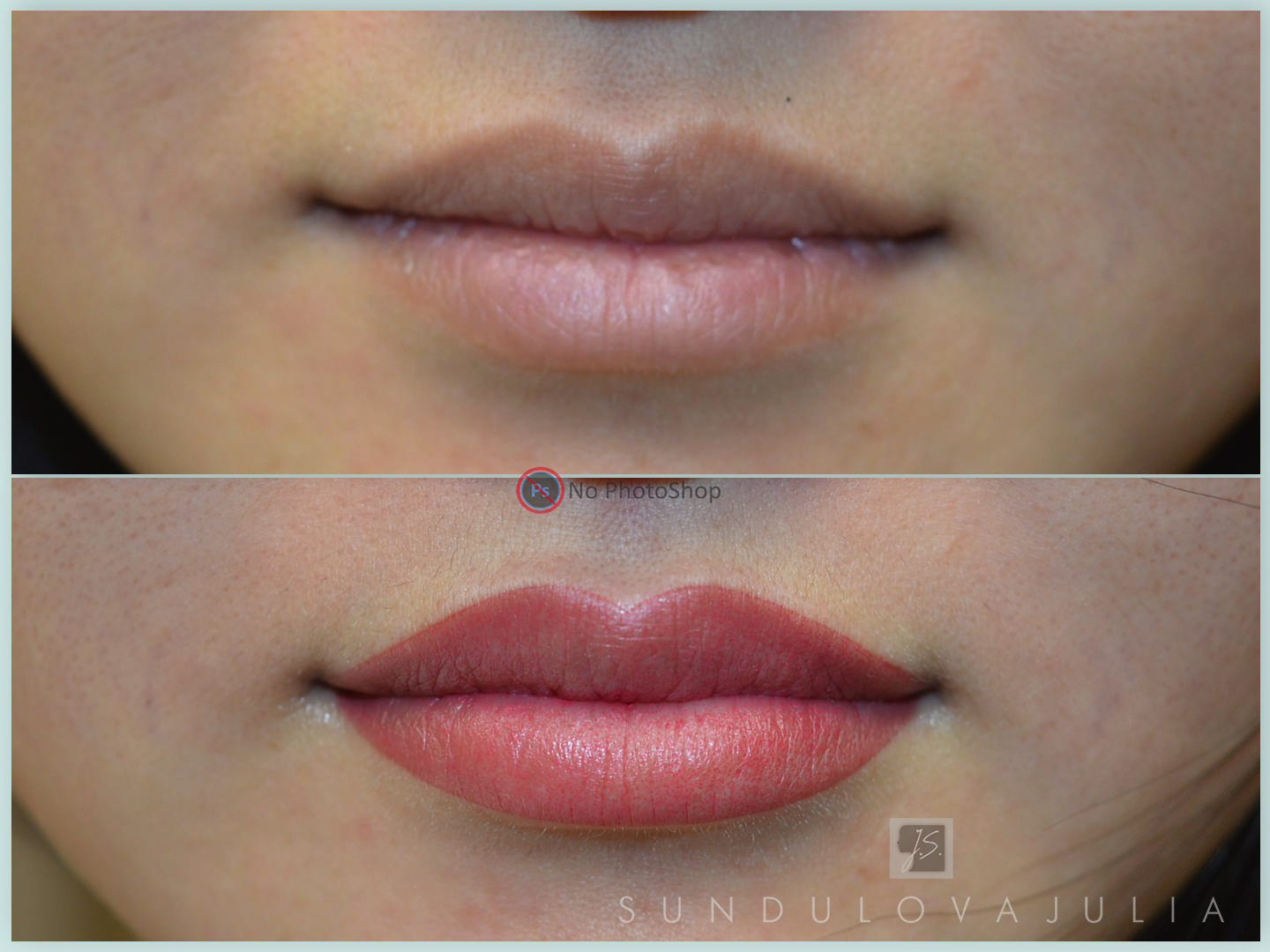 Перманентный макияж губ от Юлии Сундуловой, прозрачное заполнение|Long-Time-Liner