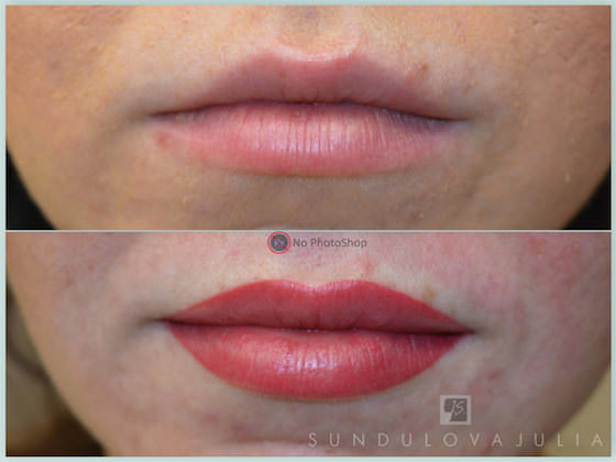 Permanent makeup губ. Прозрачное заполнение цветом|Long-Time-Liner